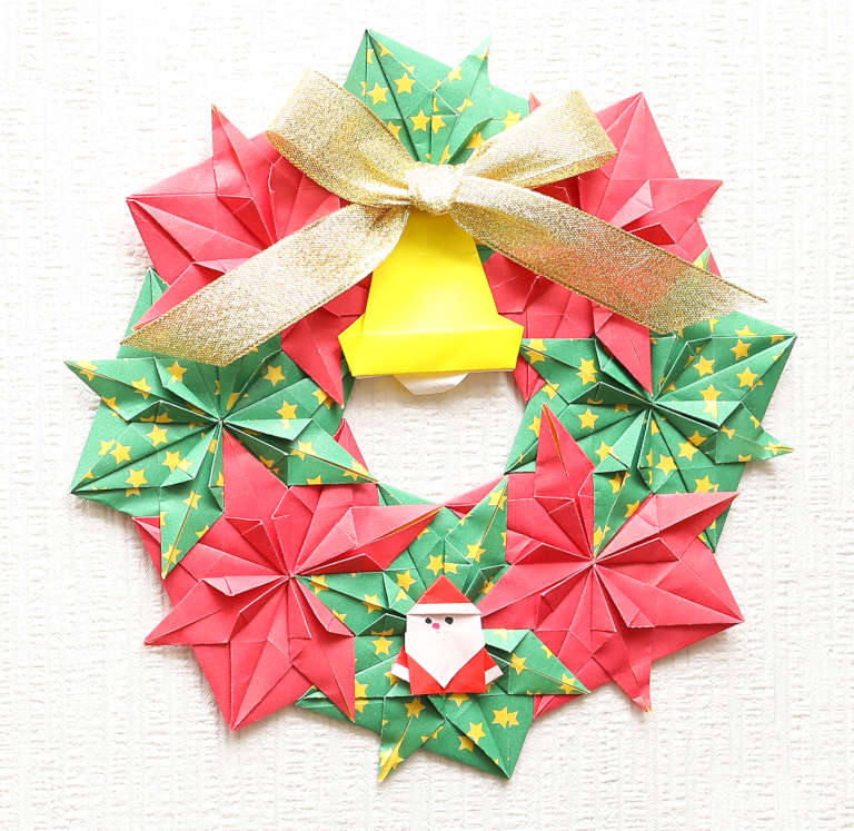 折り紙で作るクリスマスリースの折り方